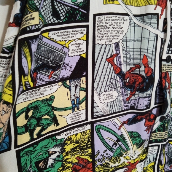 Marvel Spiderman Comic Strip short sleeve button down shirt Men's size XL - Picture 4 of 13